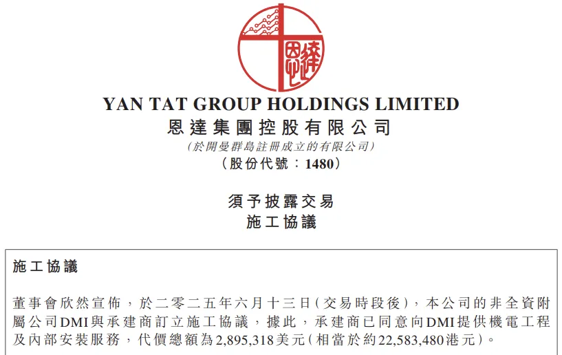 布局东南亚产能, 恩达集团签署2000多万施工协议